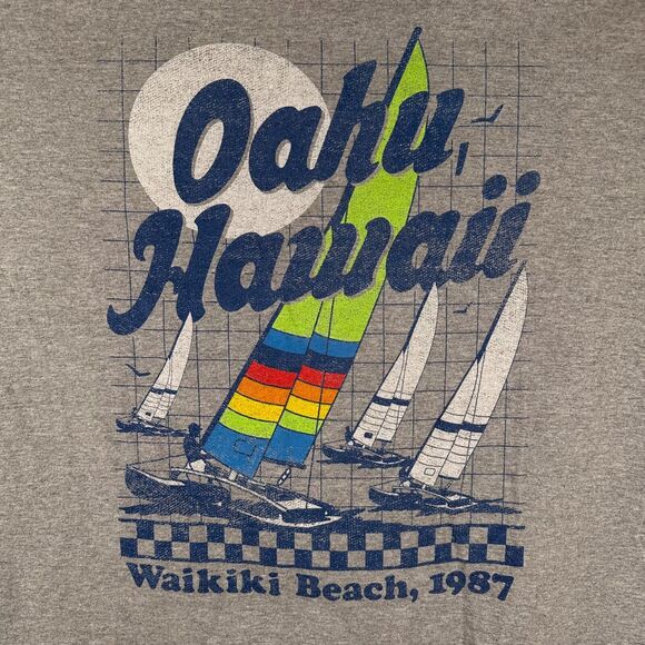 Retro Oahu Hawaii Waikiki Beach 1987 555 Turnpike Authentic  T-Shirt Mens 2XLT - Picture 3 of 5